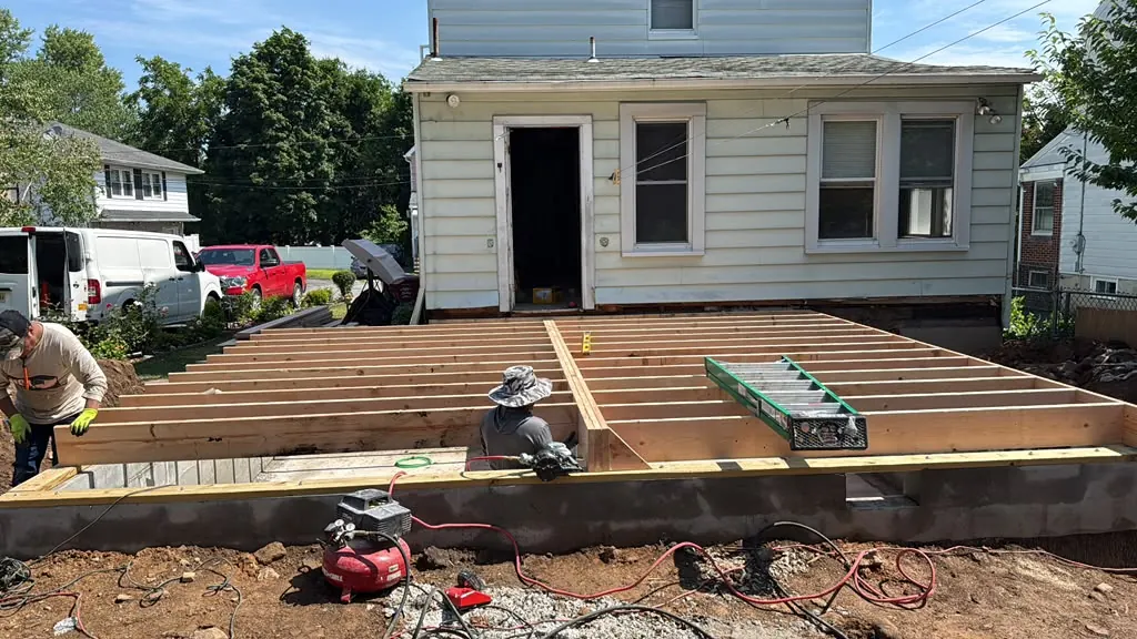 Floor framing for an addition